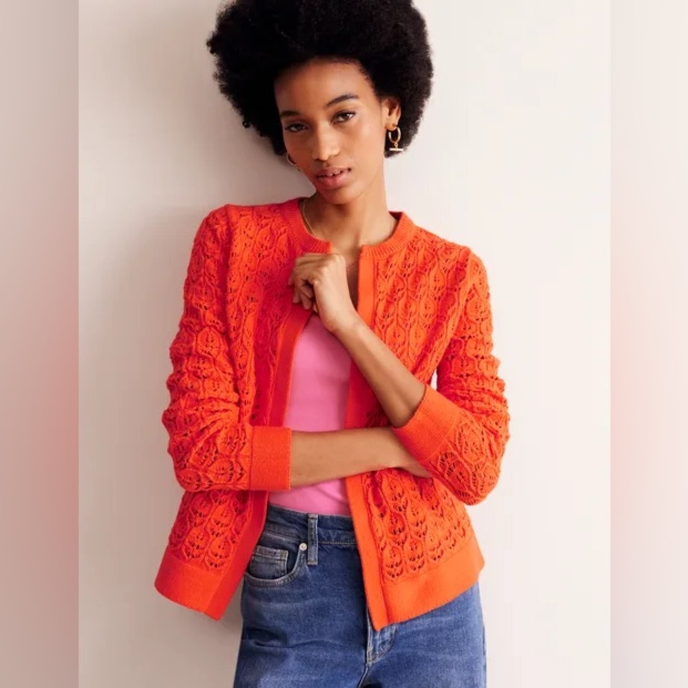 Crochet Knit Cardigan -
Gladioli Orange